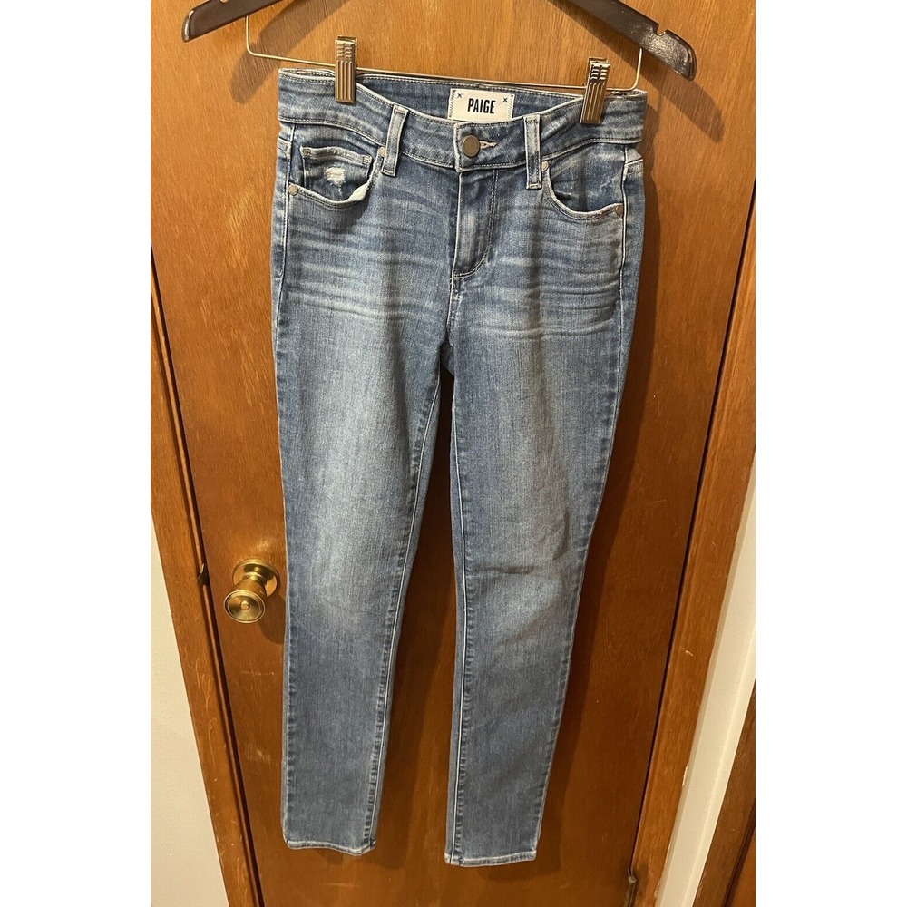 Paige Jeans Women's 24 Blue‎ Skyline Skinny Stretch Light Denim Cotton Blend